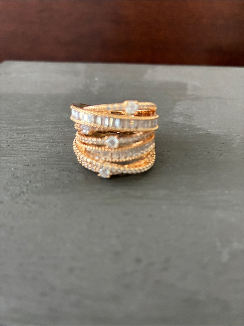 Park Lane ‘Monte Carlo’ Gold-Tone Stacked Crystal Band Ring - Picture 4 of 6